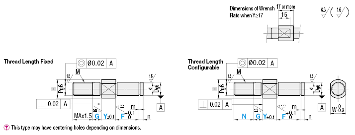 CantlieverShafts-Pilot類型-標準線程,帶保留環形陣列:相關圖像