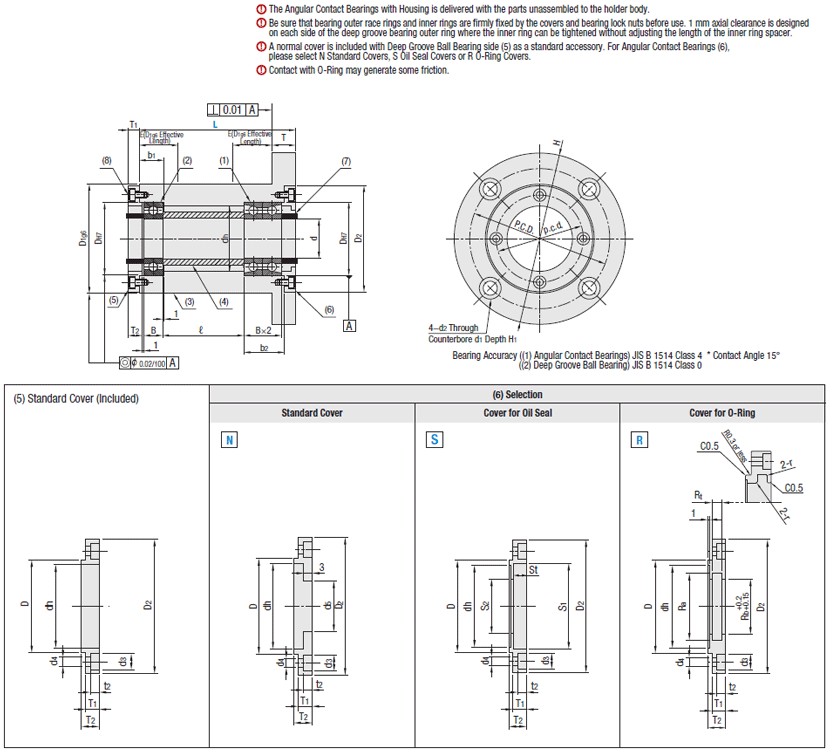 角接觸軸承與軸承座-連續組合+深溝球軸承、法蘭類型:相關的圖片