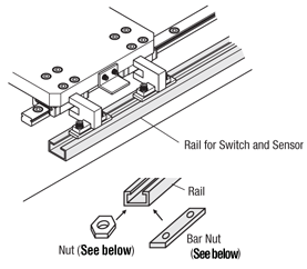 Rails為開關和傳感器- l維度孔位置可配置,通過孔/洞(形狀)——目的相關的圖片