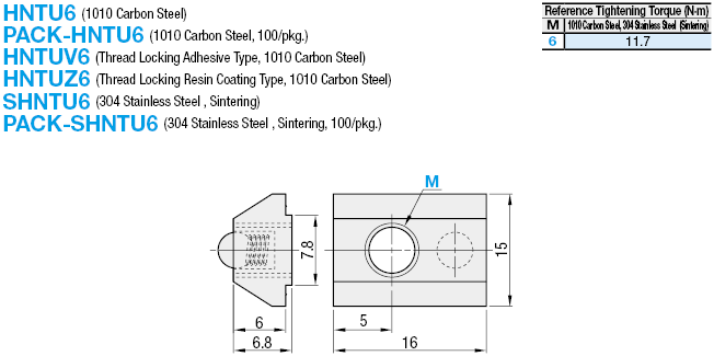 預裝配插入彈簧螺母-用於HFS6係列鋁型材-:相關圖像