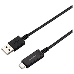 智能手機USB電纜/ USB 2.0 / (C男- A男)/認證產品/帶溫度檢測功能/ 1.2米/黑色