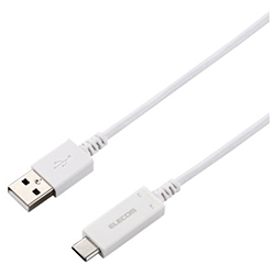 智能手機USB電纜/ USB 2.0 / (C男- A男)/認證產品/帶溫度檢測功能/ 0.3 m /白色