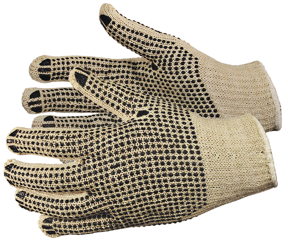 String w/PVC Dots (Two Sided) Gloves, Natural Color