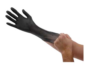 丁腈手套，6密耳，9.5的長度，粉末，黑色或橙色，尺寸為M-2xL