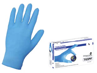 Nitrile Gloves, 5 Mil, 9.5 in Length, Powder Free, Available in Black or Blue, Sizes S-2XL