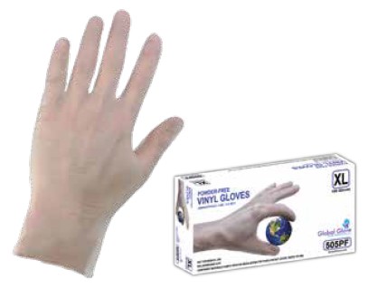Vinyl Gloves, 5 Mil, 9.5 in Length, Clear Color, Sizes S-XL