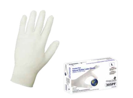 Latex Gloves, 5 Mil, 9.5 in Length, Clear, Sizes S-XL