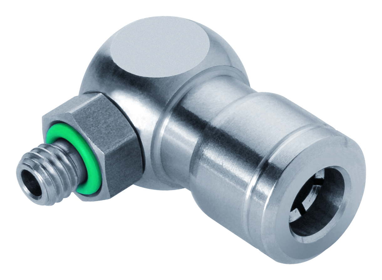 Swivel Elbow Push To Connect Screw-In Connector, Stainless STl, Metric Thread - INOXLINE©