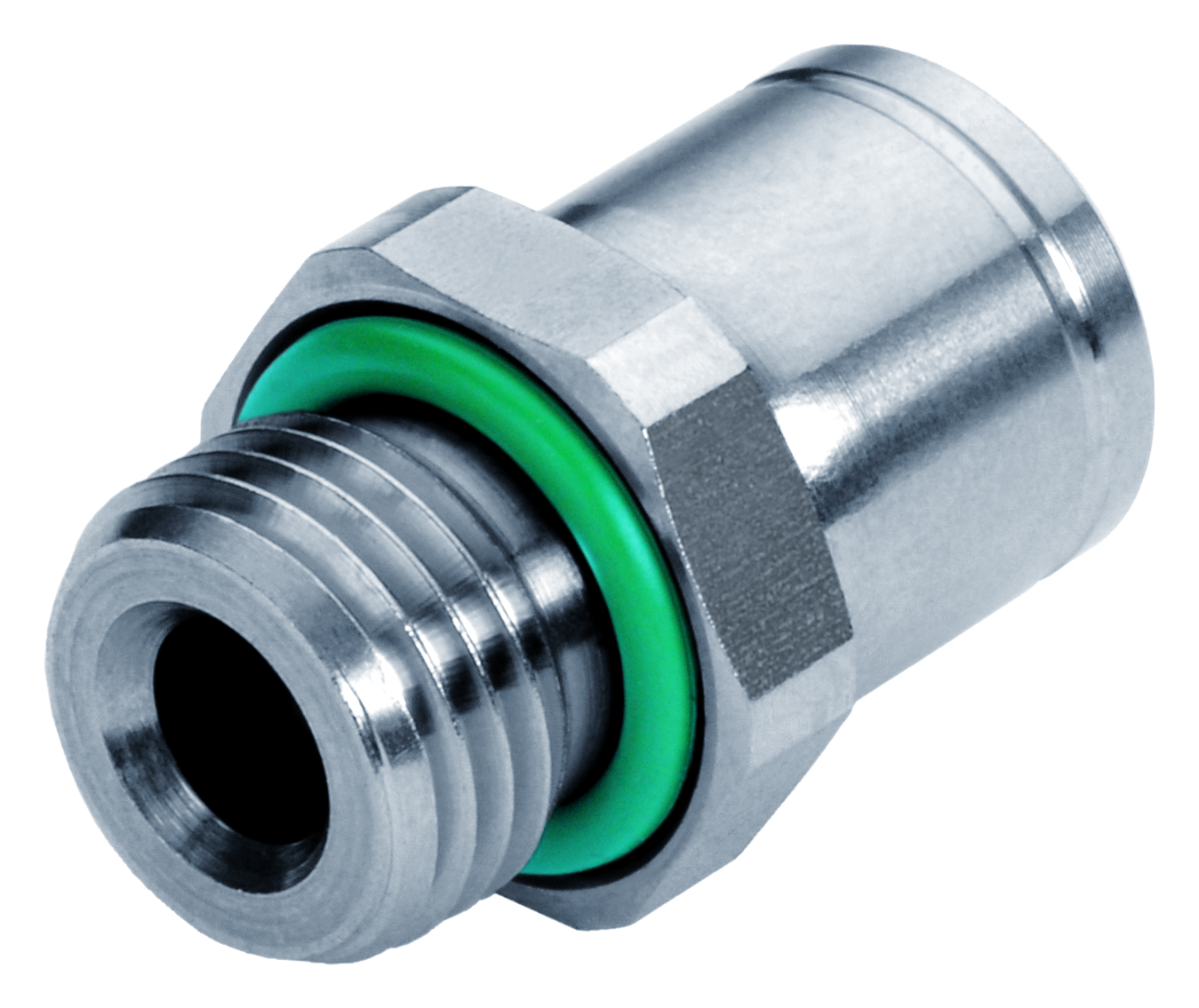 External Hex Push To Connect Straight Screw-In Connector, Stainless STl, Metric G Thread - INOXLINE©