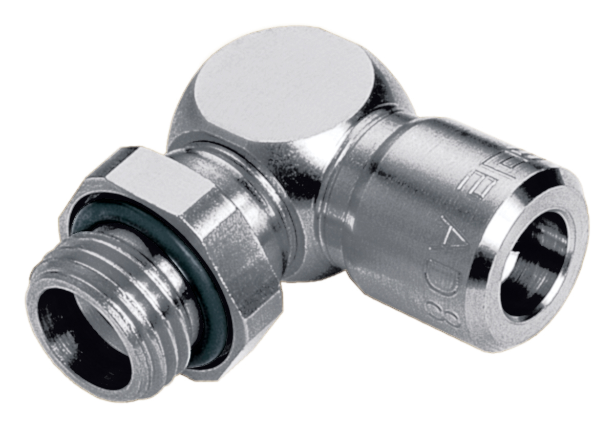 Swivel Elbow Adapter Push to Connect Fittings, Metric BSPP X Inch, Nickel Plated Brass - 604 Series BASICLINE©