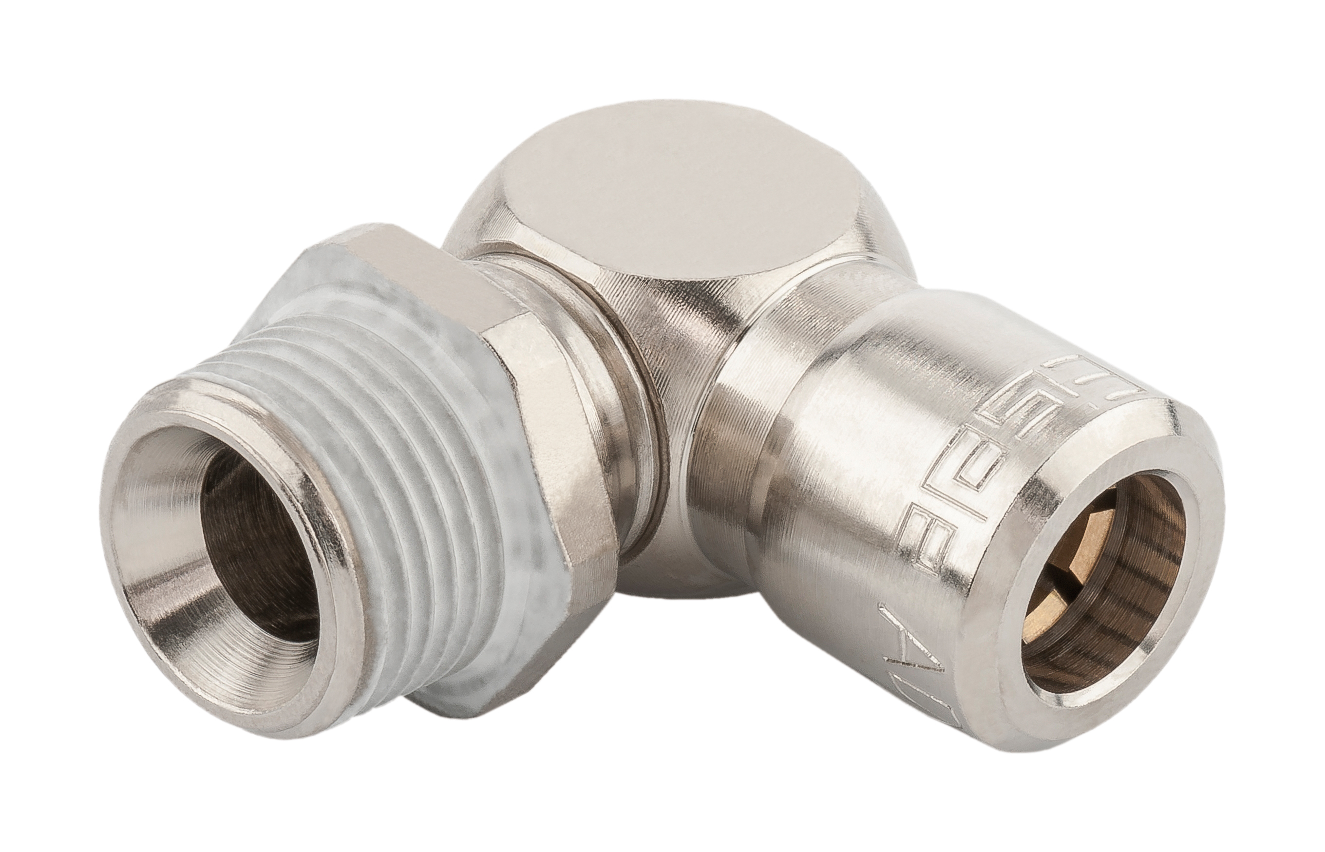 Swivel Elbow Adapter Push to Connect Fittings, Inch NPT X  Metric, Nickel Plated Brass - 605 Series BASICLINE©