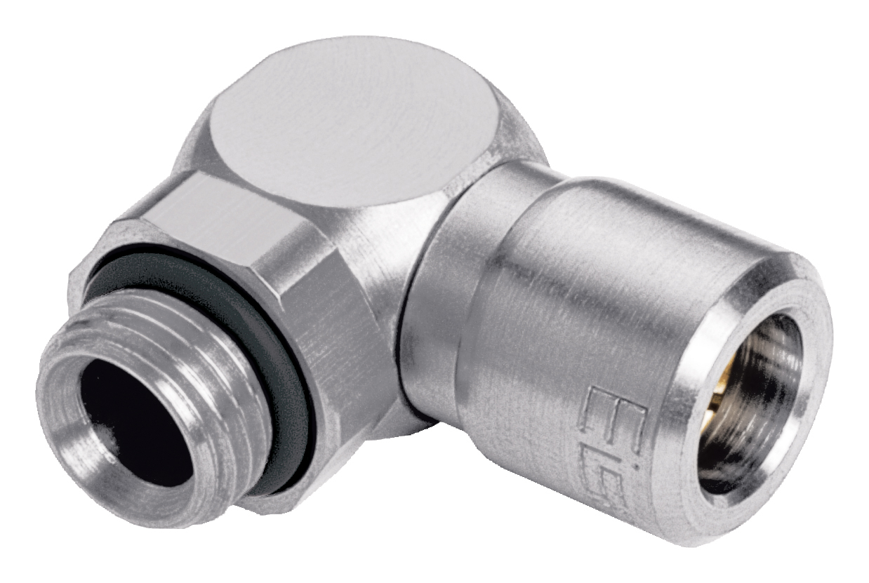 Lockable Swivel Elbow Push to Connect Fittings, Metric BSPP, Nickel Plated Brass - 640 Series BASICLINE©