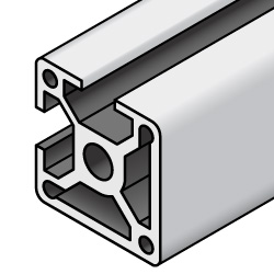 50x50 Aluminum Extrusion - 8-45 Series, Base 50, Two Adjacent Closed Sides