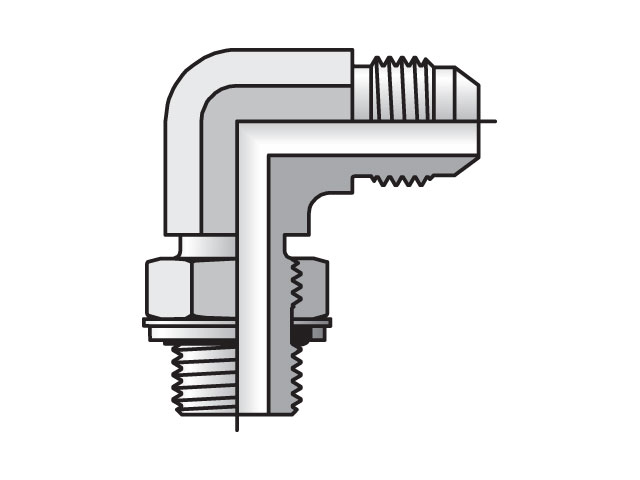 液壓Hose適配器-Elbow90度適配式JIC37度Flare端對可調整BSPT線程O-Ring+保留環,ISO1179,C4OMX串