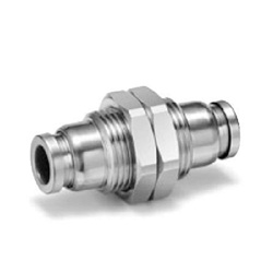 Bulkhead Union Push to Connect Fittings with Rubber O-Ring, Nickel Plated Brass - KQB2E Series