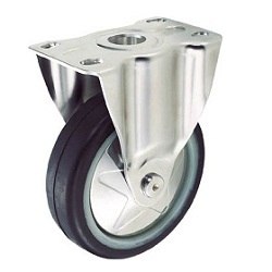壓成型減音腳輪，橡膠輪/不鏽鋼配件，固定